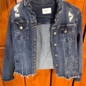 KanCan Dark Blue Distressed Jean Jacket